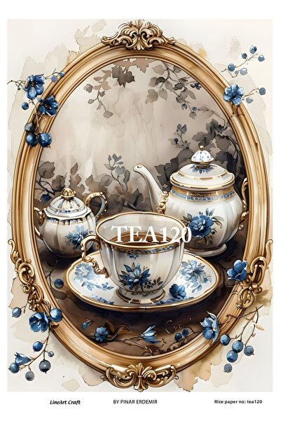 LİNEART Tea, Coffee, Cake Pattern Rice Decopage Paper No:Tea120 29X42Cm