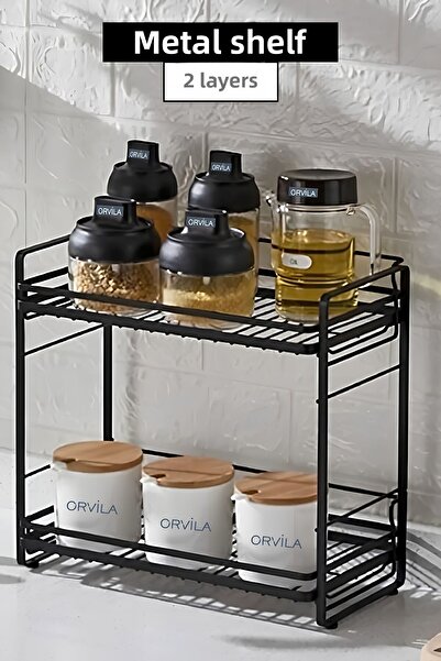 Orvila رف معدني متعدد الأغراض|منظم خزانة الحمام لمواد التوابل على سطح المطبخ