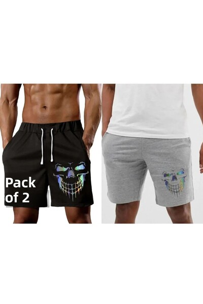 MOY TEKSTİL Pack of 2 Men's Relaxed Fit Printed Shorts