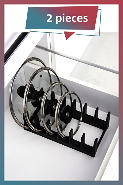 KuzenHome 2 buc. Organizator pentru capac pentru oală neagră 6 compartimente ...