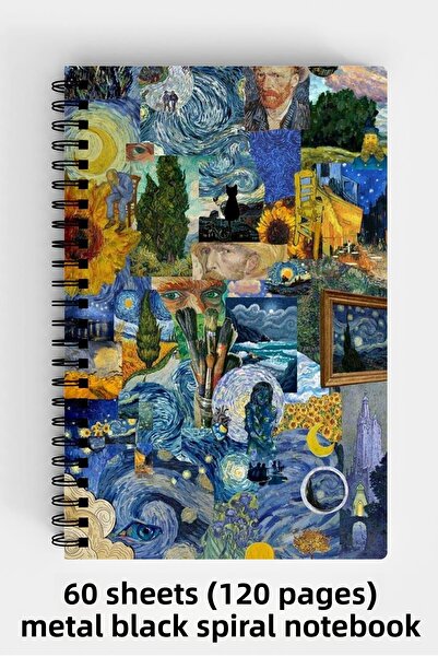 Anime Marketi Van Gogh Theme Design A5 Spiral Hard Cover Notebook 120 Sheets