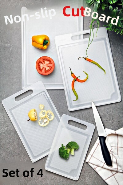 Nandy Home Set of 4 Antibacterial Non-Slip Cutting Board - Luxury Cutting Chopping Board 4 Sizes
