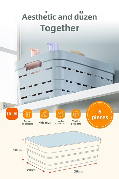 Vienev Cutie de depozitare de 10,8 litri cu 6 capac alb