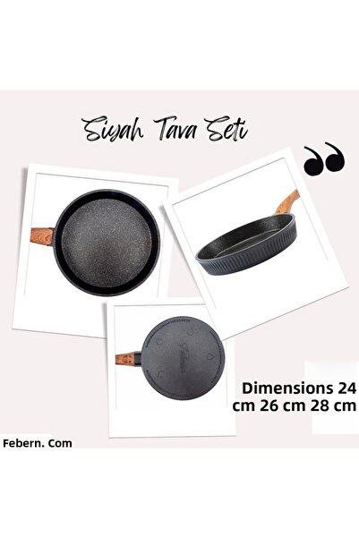 Febern Premium Bio Granite and Aluminum Nisch Pan Set - Black/dark Wooden Handle