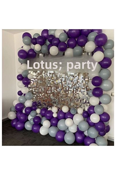 LOTUS PARTY 50 Pieces - Balloon Chain Set ( Purple - Gray - White Balloon )