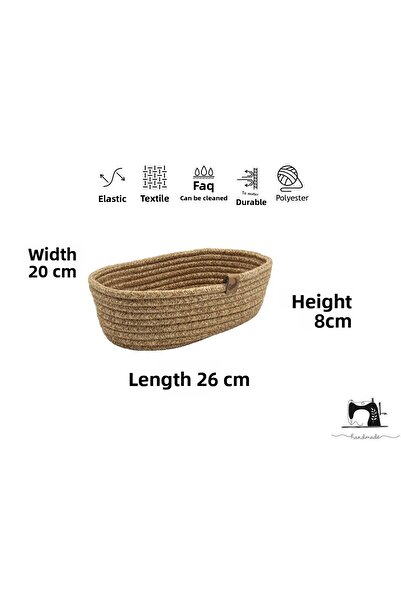 Klappe Design Wicker Bread Basket - Jewelry Basket - Keychain - Entrance Box - Small Item Basket 20X26X8Cm