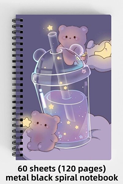 Anime Marketi دفتر ملاحظات ذو غلاف صلب مقاس A5 مع تصميم دببة لطيفة 120 ورقة