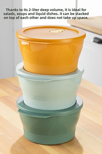 Vienev Set of 3 2-Liter Microwavable Storage Containers - Colorful