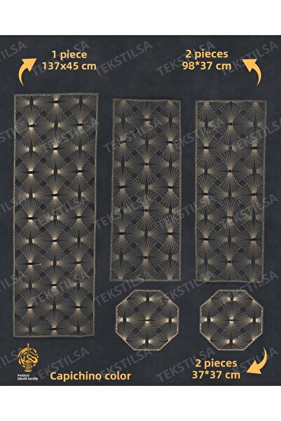 Tekstilsa Luxury Runner Salon Room Masă de cafea Set de fețe de masă Set de z...