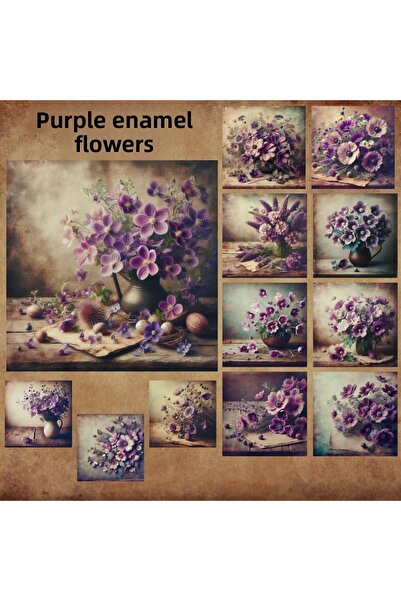 Pink Swan Craft مجموعة ملصقات سكرابوكينغ مكونة من 12 قطعة بنمط زهور أرجوانية ...