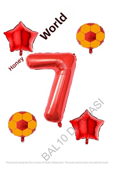 BAL10 DÜNYASI Yellow Red Football Ball Foil Balloon Set Age 7