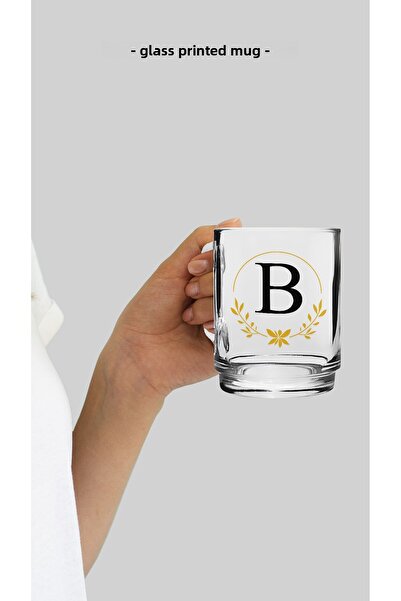 Bytwo TRANSPARENT GLASS MUG WITH LETTER B - camk109