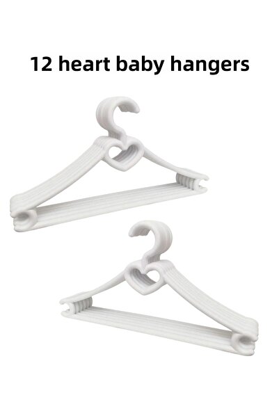 intoku شماعة أطفال على شكل قلب شماعة ملابس أطفال باللون الأبيض - 12 قطعة