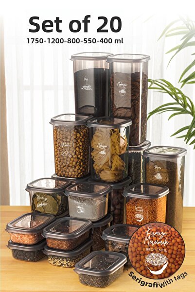 Vienev Set of 20 Peggy Storage - Screen Printing Label, 5X(1.75 1.2 0.55 0.4 Liter)