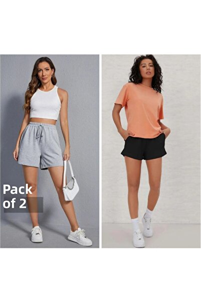 DAXİS Sportwear Company Pantaloni scurți de damă negru gri - pachet de 2