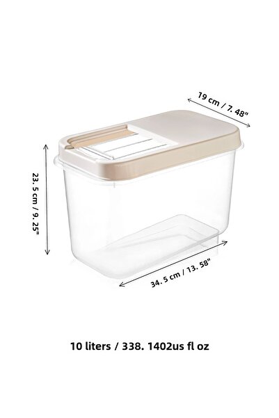 Meleni Home 3-Piece 10 Lt Mega Size Kitchen Organizer Food Supply Flour Storage Container - Storage Box with Sliding Lid Cream