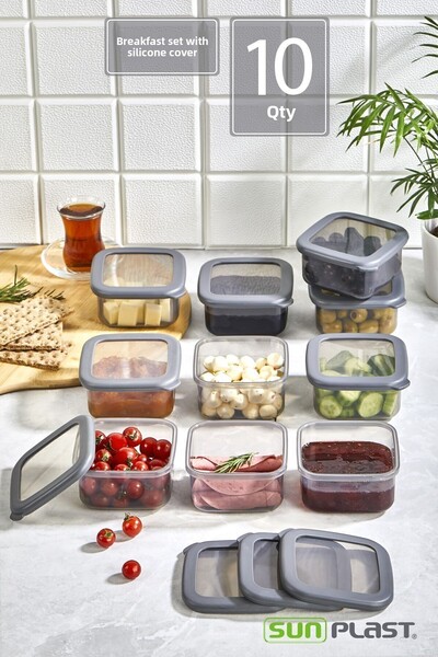 Sunplast 10-Piece ROYAL Breakfast Set - Food Food Picnic Storage Container with Leakproof Silicone Lid Breakfast Set