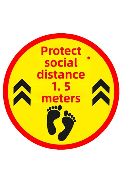 MIGNATIS يرجى الحفاظ على المسافة الاجتماعية لصحتك 1.5 متر ملصق البصمة 45x45 س...
