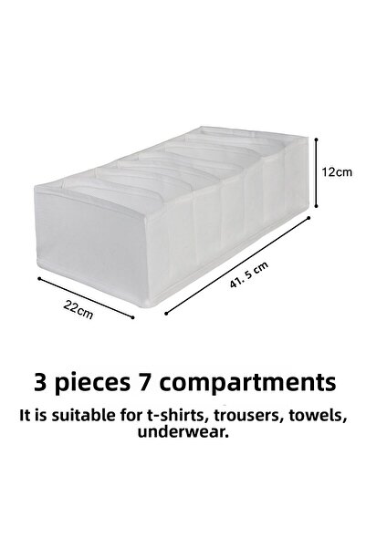 REKHOME Set de 3 dulap alb cu 7 compartimente în interiorul sertarului tip acordeon Organizator pliabil pentru rufe