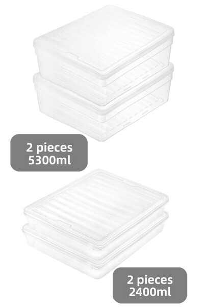 Meleni Home Set of 4 Deep and Shallow Food Storage Containers - Clear Cover Microwave Compatible Organizer XL