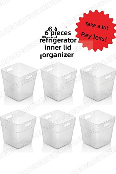 Akkoyunlu home مجموعة من 6 منظمات للثلاجة والباب - صندوق منظم BDD-457