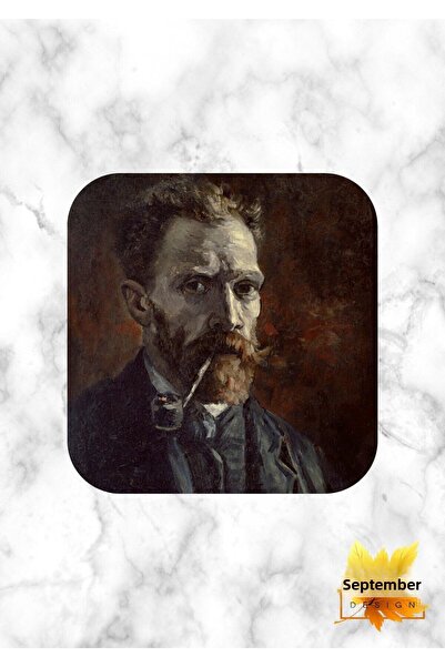 Eylül Design قاعدة أكواب مربعة عالية الجودة مطبوعة بتصميم فني خاص مطبوع عليه فنسنت فان جوخ