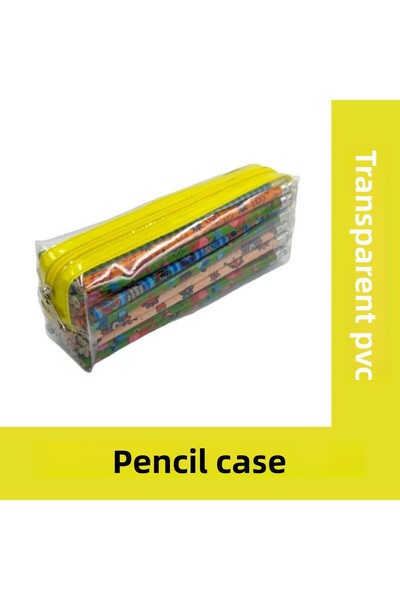 çamdertekstil Husă transparentă pentru creion din PVC, cu fermoar galben, cu ...