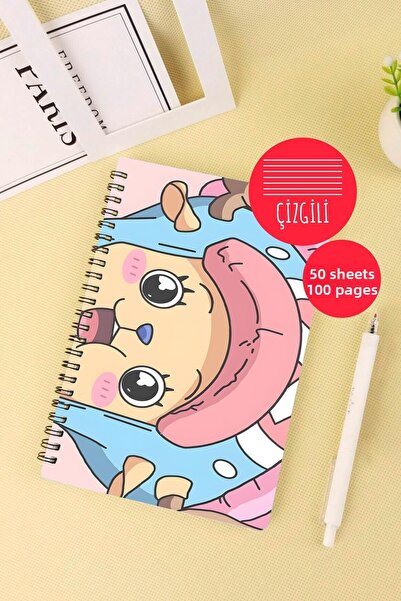 Anime Marketi قطعة واحدة من دفتر المدرسة ذو الطابع الأنمي A5، 50 ورقة، 100 صف...