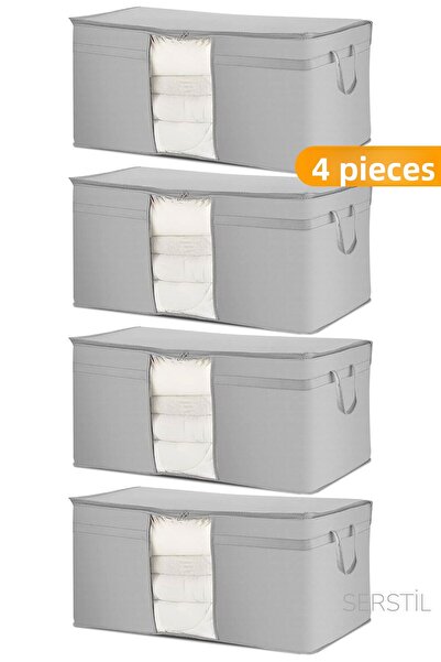 Serstil 4 قطع - غطاء لحاف وسادة النافذة 75 × 40 × 40 سم - أنثراسيت