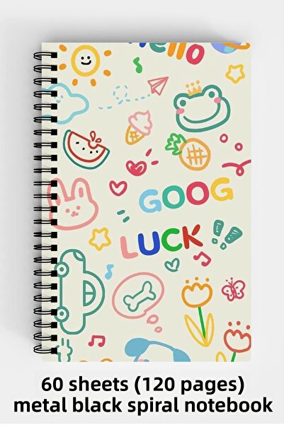 Anime Marketi Retro Aesthetic Design A5 Spiral Hard Cover Notebook 120 Sheets