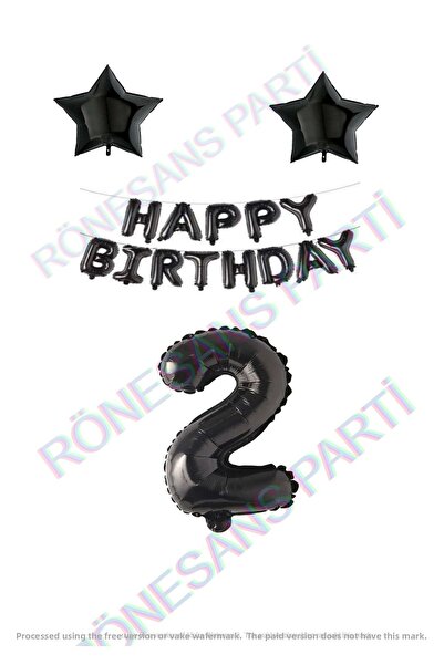 Generic Brand Happy Birthday Black Color Foil Balloon Star Foil And Number Se...