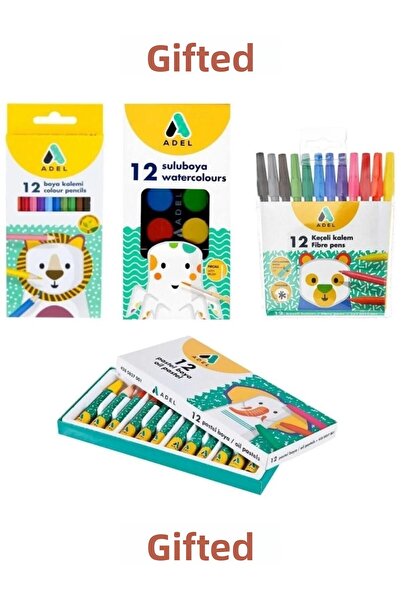 Adel مجموعة من 12 طلاء جاف ورطب وألوان الباستيل - قلم لباد