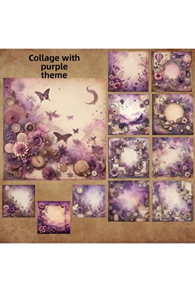 Pink Swan Craft Set de autocolante cu etichete pentru colaj cu tematică mov v...