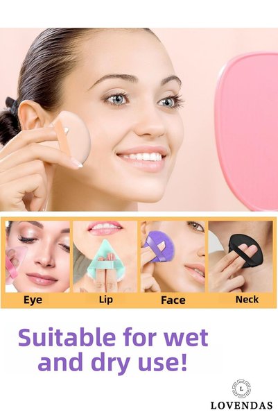 Lovendas 6Pcs Triangle Puff Makeup Sponge Smooth Application