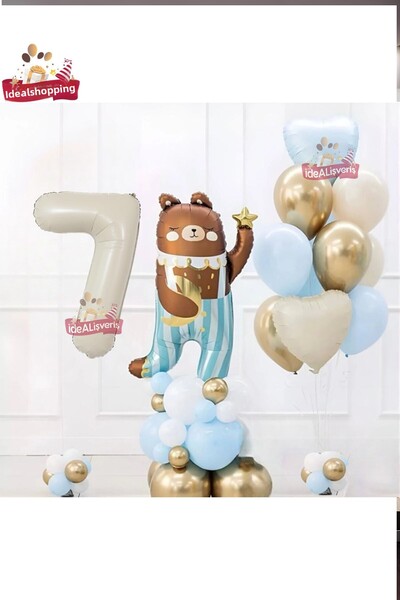 Laviyosa مجموعة زينة لحفلات أعياد الميلاد من CUTE TEDDY BEAR BEAR مع رقائق كر...