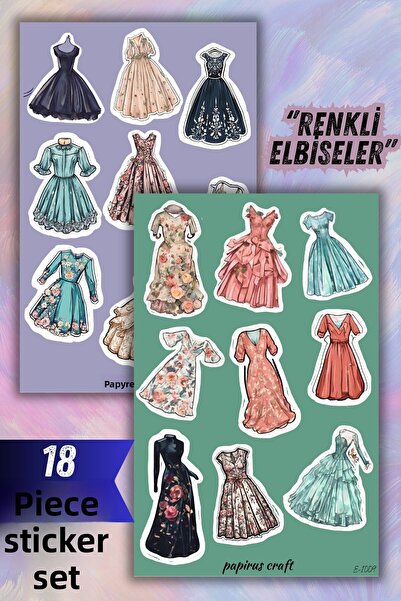 Craft Set de 2 foi colorate de 18 bucăți autocolante pentru rochie