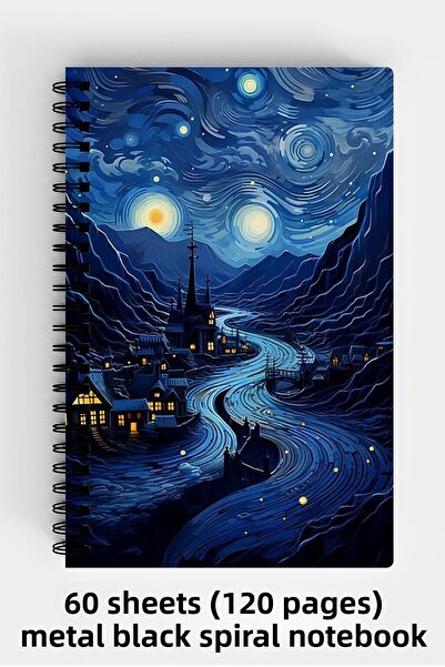 Anime Marketi Van Gogh Theme Design A5 Spiral Hard Cover Notebook 120 Sheets