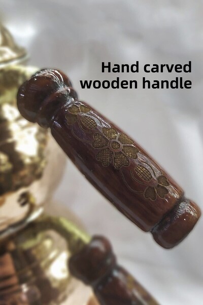 Batur Ticaret طقم إبريق شاي صغير مصنوع يدويًا من النحاس مع موقد عثماني