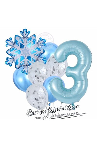 Parti Station Snowflake Frozen Elsa Winter Concept Snowflake 3 Year Old Balloon Concept Birthday Set Age Balloon Set