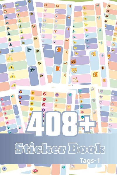 Postifull 450 Mixed Colored School Labels - Label Book, Sticker Book, Notebook, Pen Holder and Tablet Label