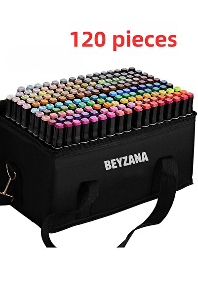 BEYZANA مجموعة أقلام تلوين ذات طرفين مكونة من 120 قلمًا في حقيبة محمولة
