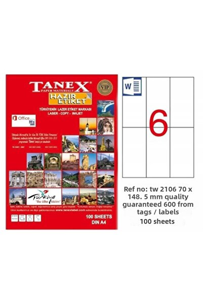 Tanex Etichetă laser Tw-2106 (70 * 148,5 mm) - (100 bucăți)