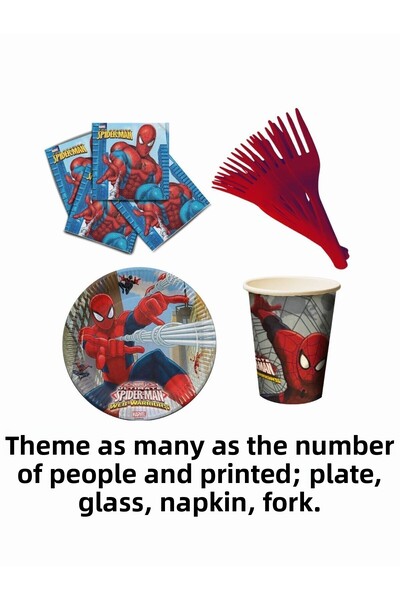 SPIDERMAN Σετ διακοσμητικά για πάρτι γενεθλίων Spiderman με μεταλλική επικάλυψη για 32 άτομα