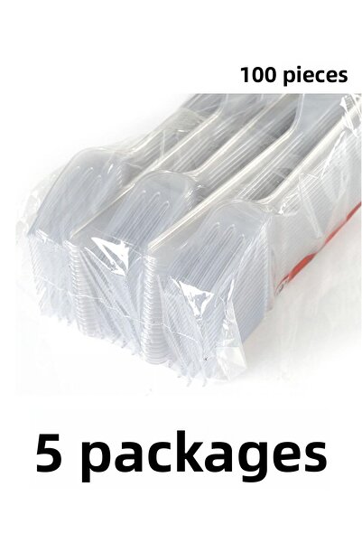 Yakutsan 5 عبوات (100 قطعة) شوكة بلاستيكية فاخرة شفافة