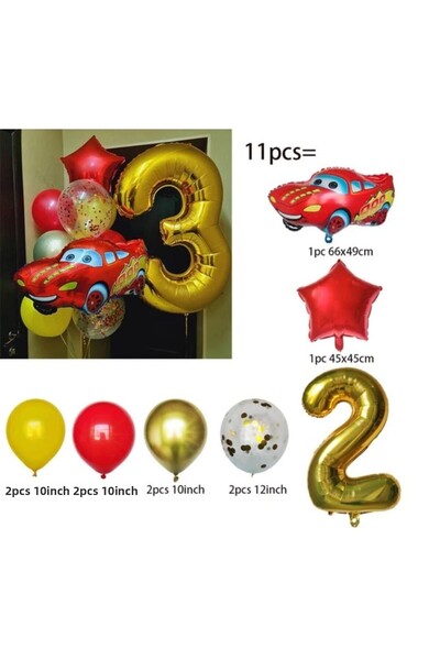 MFM Set baloane din folie cu tematica masina de 2 ani 100 cm