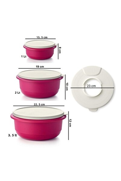 Tupperware Miksim Non-Splash Lid Storage Preparation Set 3 Pieces Hsgl