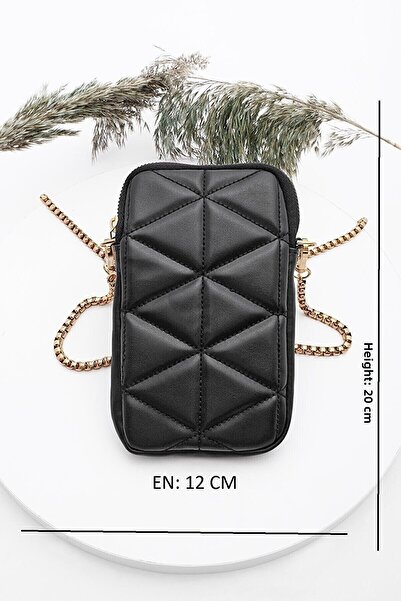 efnanstore Τσάντα πορτοφόλι με καπιτονέ θήκη τηλεφώνου με λουράκι με χιαστί αλυσίδα