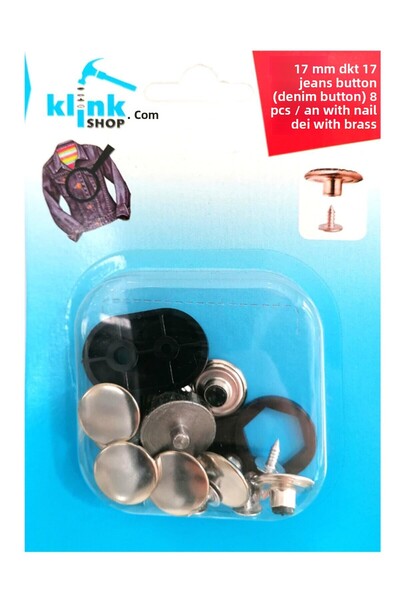 Klinkshop أداة تطبيق مطرقة أزرار الدنيم مقاس 17 مم ومجموعة أزرار مكونة من 8 ق...