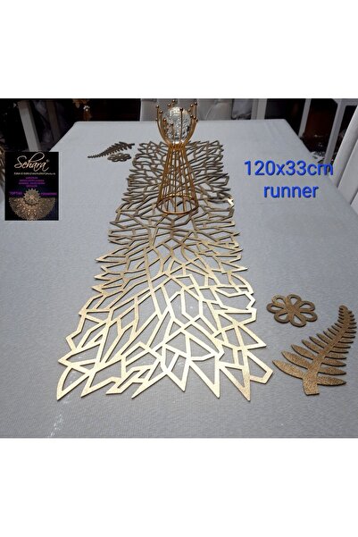 SEHARA Alergăr din piele 5 bucăți - 1 bucată, 120x32,5 cm, total cu cadou, auriu