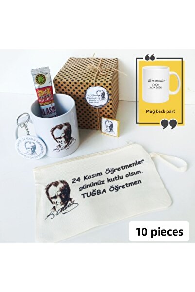 ORGANİZASYON HEDİYEM 10 قطع كوب بورسلين هدية يوم المعلم في صندوق هدايا، حامل ...